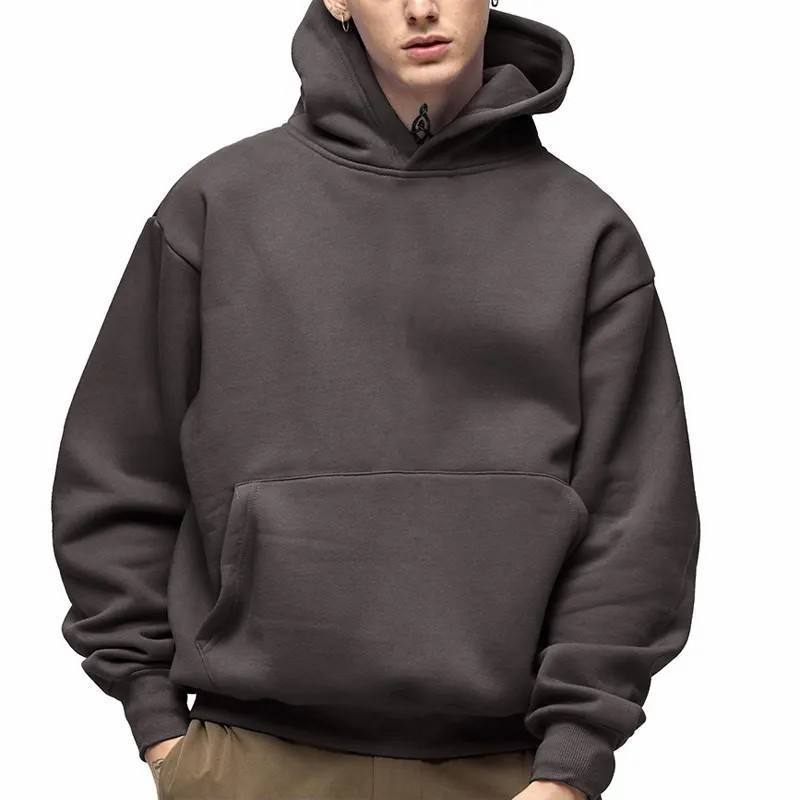 2024 NEW  Streetwear Men Hoodie Heavy Weight 100% Cotton Blank Kangaroo Pocket hoodie