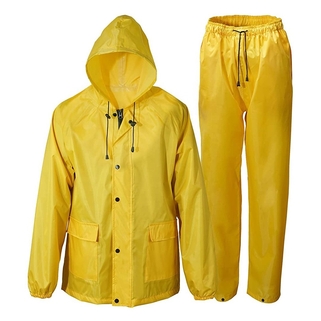 OEM High Quality Rain Pvc Rain suit /Yellow Water Proof Heavy Duty Rain Coat and pant / wholesale rain coat and pantlow price