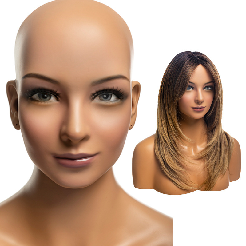 H19 Window display female head mannequin fiberglass head with shoulder for hair display