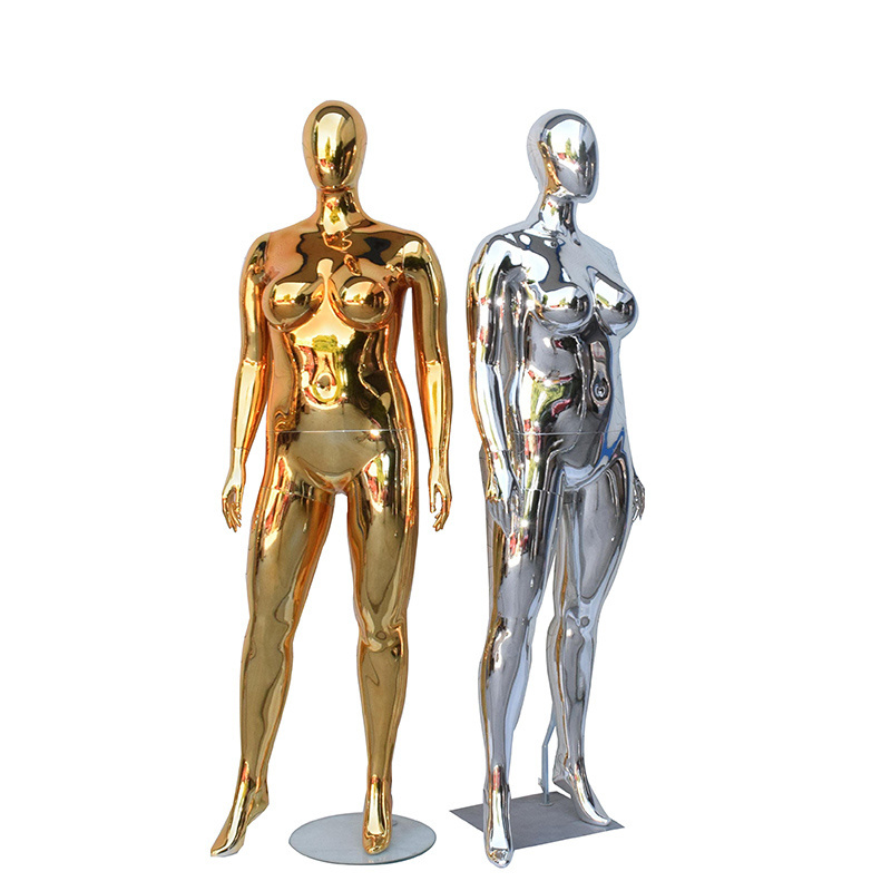 Chrome gold chrome sliver fat women large big plus size plastic fat female big butt mannequin