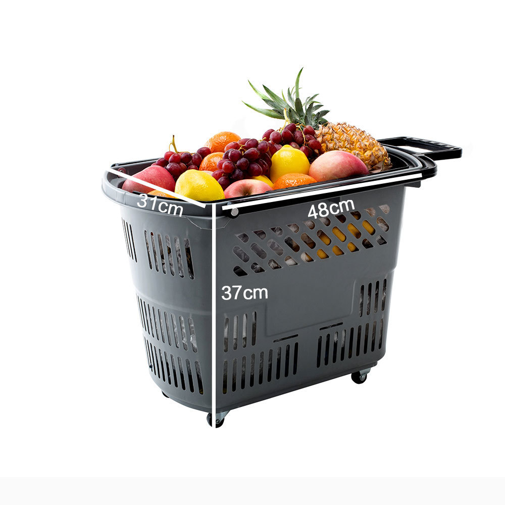 YM-1 Wholesale Plastic Retail Store Carry Supermarket Shopping Baskets grocery rolling basket shopping trolleys cart