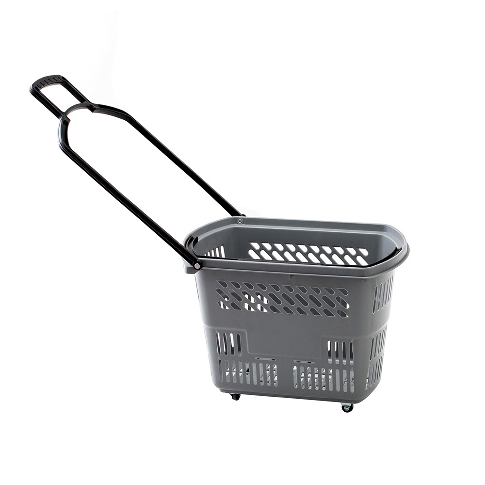 YM-1 Wholesale Plastic Retail Store Carry Supermarket Shopping Baskets grocery rolling basket shopping trolleys cart