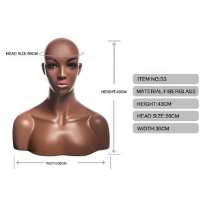 Hot Selling Wholesale Most Popular Makeup Realistic Female Bust Standing Mannequin Head  With Shoulder for Wigs Display