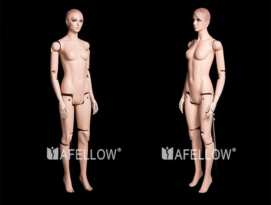 FM01 Woman Fiberglass Mannequin Female Flexible Mannequins Doll Adjustable Robot mannequin doll for Sale