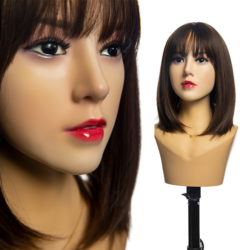 Wholesale Realistic Wall Mounted Mannequin Head Jewelry Display Fashion Asian Face Head Mannequin for Wig