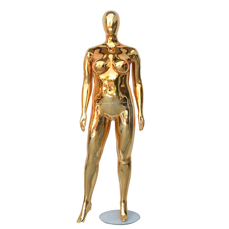 Chrome gold chrome sliver fat women large big plus size plastic fat female big butt mannequin