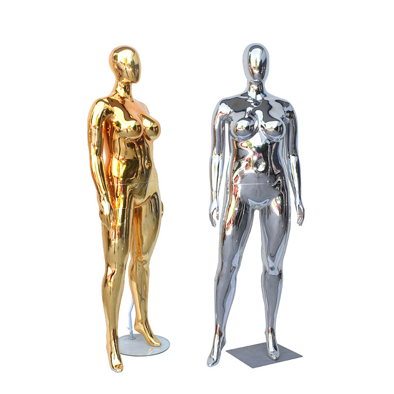 Chrome gold chrome sliver fat women large big plus size plastic fat female big butt mannequin