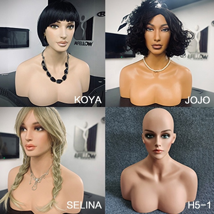 Hot Selling Wholesale Most Popular Makeup Realistic Female Bust Standing Mannequin Head  With Shoulder for Wigs Display