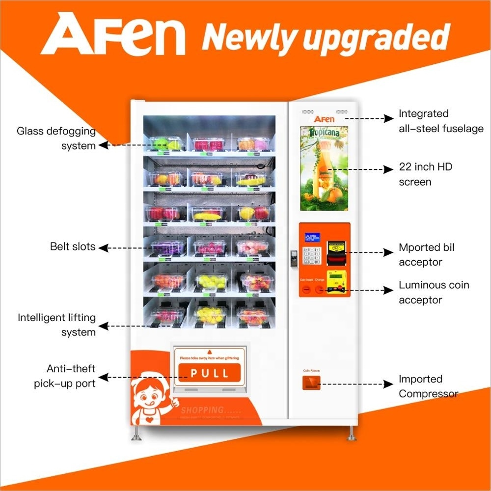 AFEN Elevator Conveyor And Sushi Mini Canteen Champagne Cotton Vending Machine With Lcd Advertising Screen