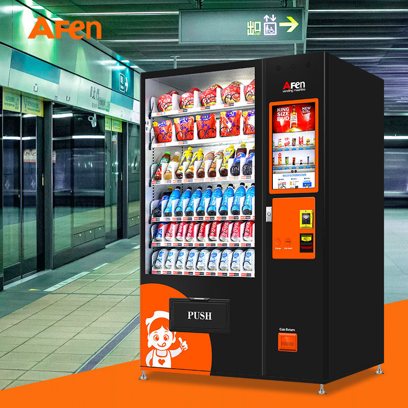 Afen 24 Hours Advertising Screen Vending Machine  Combination Snack Drinks Vending Machine  With Card Reader