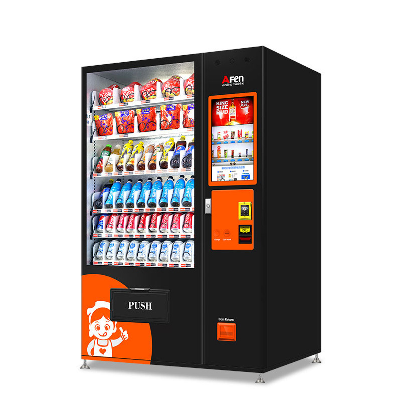 Afen 24 Hours Advertising Screen Vending Machine  Combination Snack Drinks Vending Machine  With Card Reader