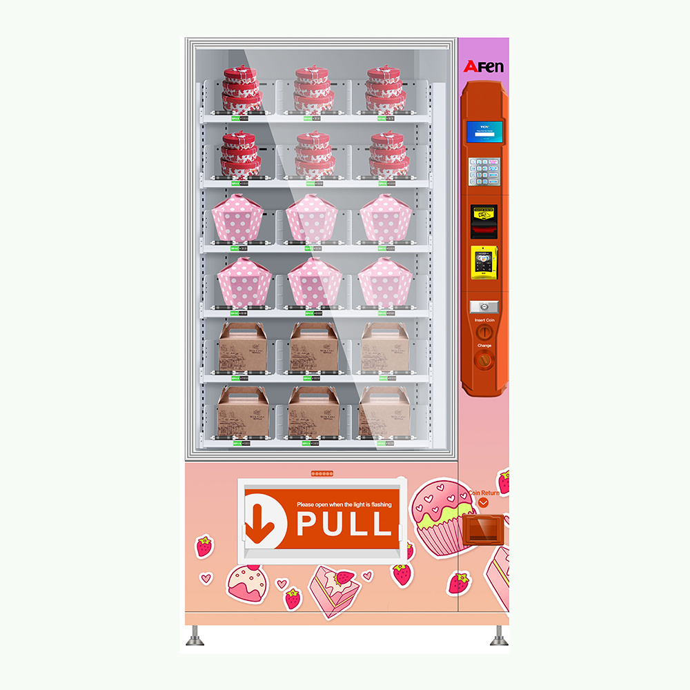 AFEN Automatic Lift System Smooth Delivery Low Temperature Cupcake Vendor Cup Cake Vending Machines