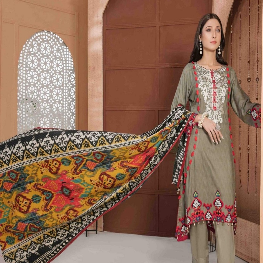 High Quality Neck Embroidered 3 Piece Suits for Ladies Beautiful and stylish collection by Tawakkal Volume MOIRA