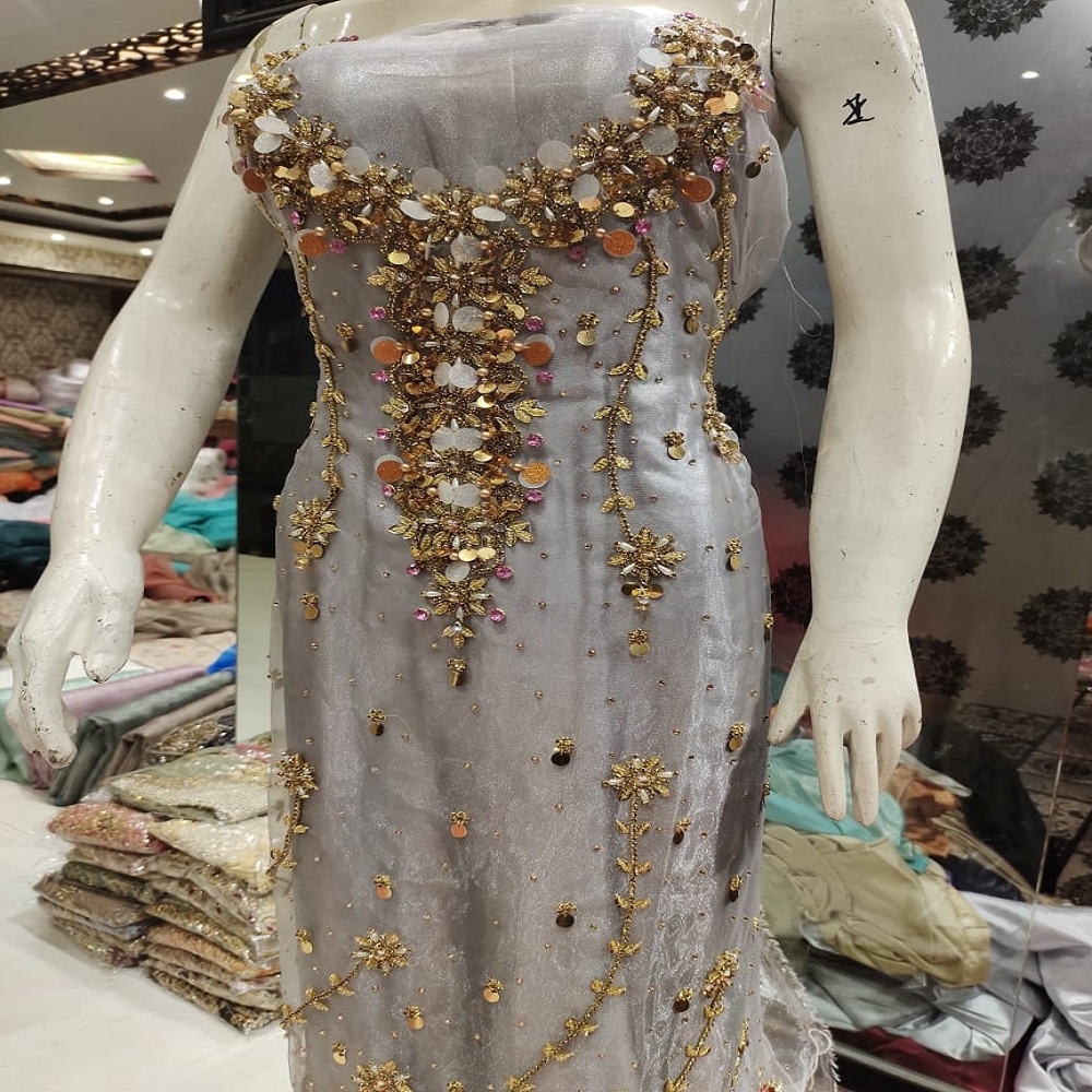 Arabic Formal Dresses with Combination of Tilla Gota Kinari and Handmade Work 2 Piece Suits on Chiffon Organza and Silk