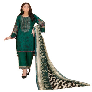 High Quality Neck Embroidered 3 Piece Suits for Ladies Beautiful and stylish collection by Tawakkal Volume MOIRA