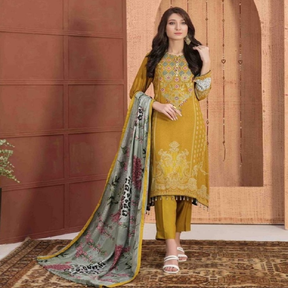 High Quality Neck Embroidered 3 Piece Suits for Ladies Beautiful and stylish collection by Tawakkal Volume MOIRA