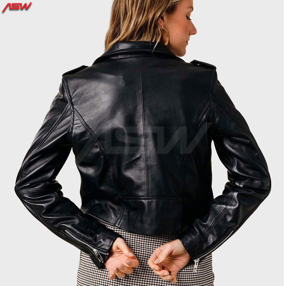 Pakistani Manufacturer Made Women Pure Leather Jacket New Fashion Style With Zipper Women Leather Jacket