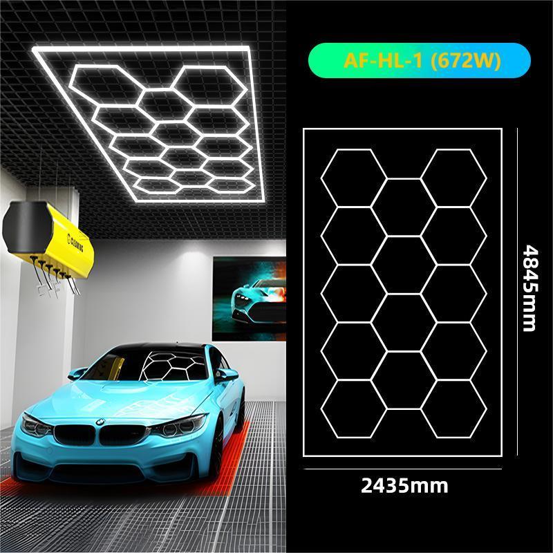 Hexagon Detailing Workshop Ceiling Led Lights For Car Shop And Garage honeycomb lights hexagonal led light