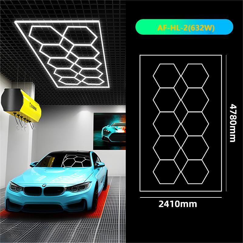 Hexagon Detailing Workshop Ceiling Led Lights For Car Shop And Garage honeycomb lights hexagonal led light