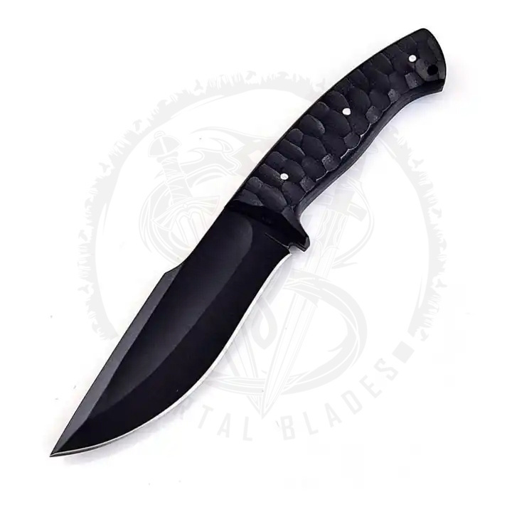 High Quality Custom Design Hunting Knife Outdoor Knife Handmade 1095 Carbon Steel Black Fixed Blade Knife With Leather Sheath