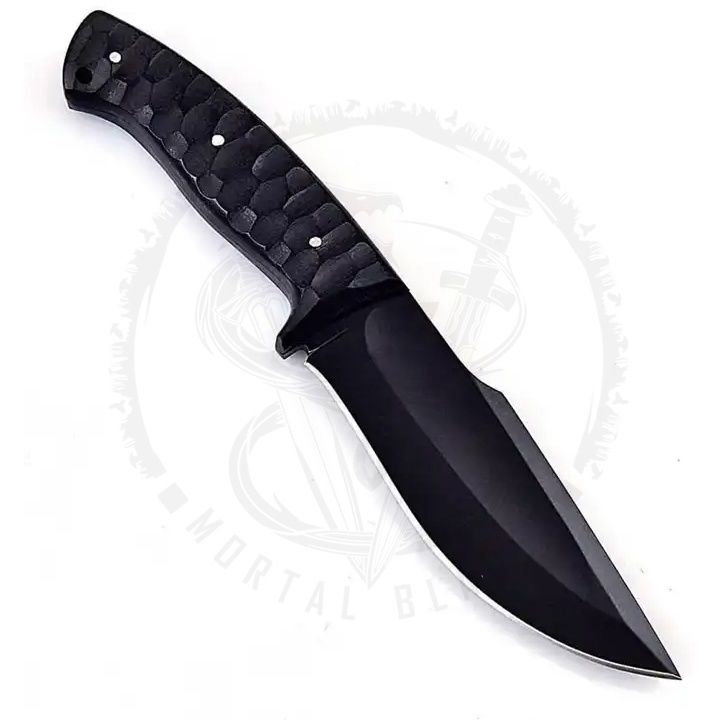 High Quality Custom Design Hunting Knife Outdoor Knife Handmade 1095 Carbon Steel Black Fixed Blade Knife With Leather Sheath