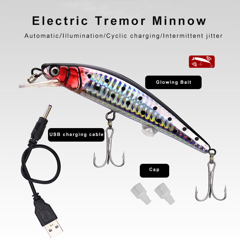 120mm 19g USB Rechargeable Electric Hard Minnow Lure  Fishing Lures Flashing Twitching Hard Bait Electric Hard Minnow Lure