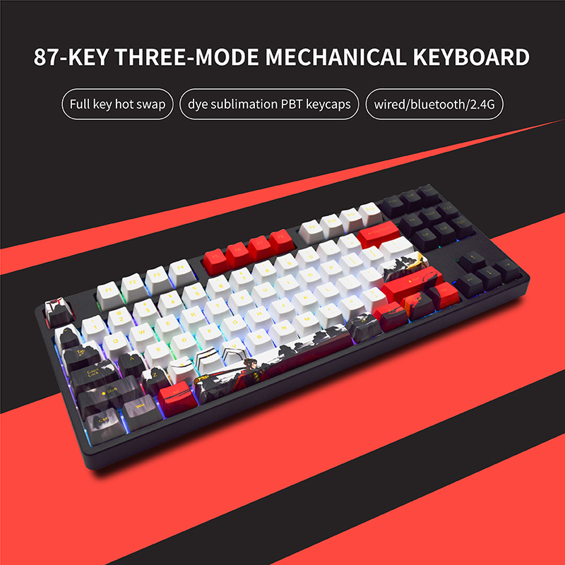 87 Keys  Mechanical Gaming Keyboard Rgb Led Rainbow Backlit Wired Keyboard With Red Switches For Windows Gaming Pc