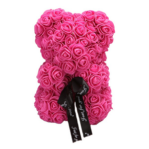 New Arrival Foam/PE Rose Bear with flowers Boquets For Valentines Day Gifts