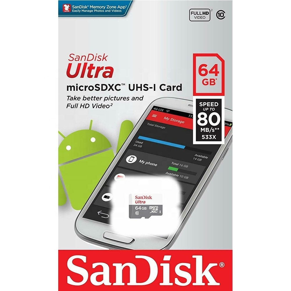 100% authentic SanDisk Ultra micro SD card SDHC  Class10  TF card  16gb 32gb 64gb 128gb memory card