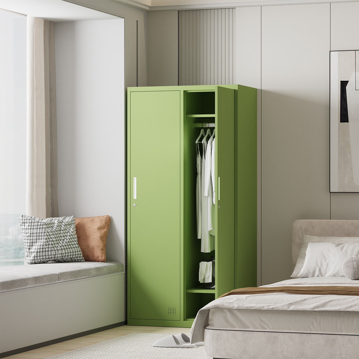 Factory Price Steel Locker Closet  Metal Lron Green Cabinet Steel Locker Heavy Duty Metal Locker Closet Wardrobe