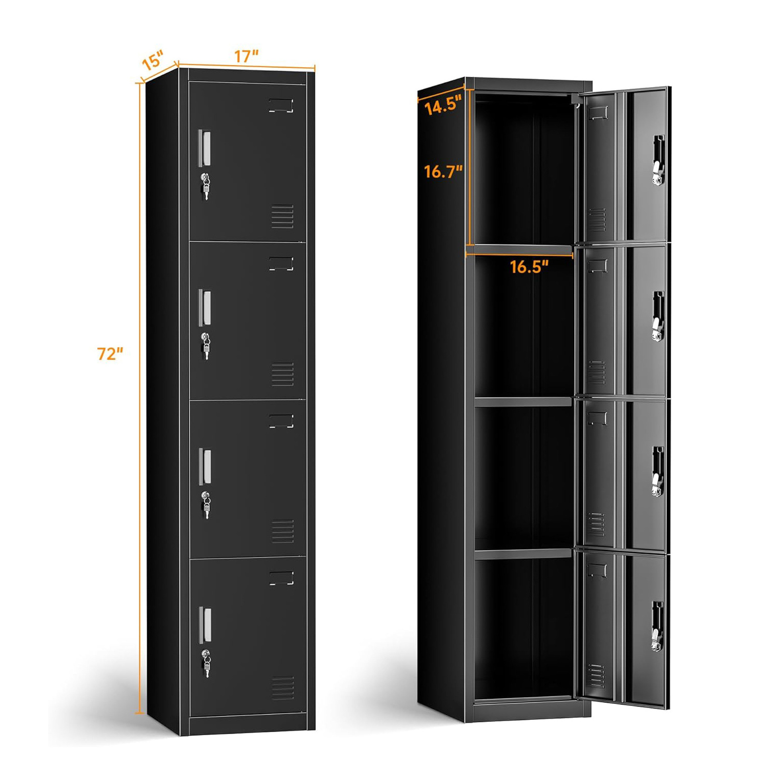 Metal Lockers Employees With Lock Employees Storage Cabinet With 4 Doors Tall Steel Storage Locker for Home Office Gym School