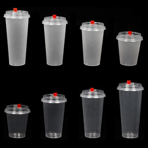 PP Cup With Straw Hard Cups Bubble Tea 700 500 500Ml Boba Plastic Glitter China Milk 16 Oz PP Plastic Cup