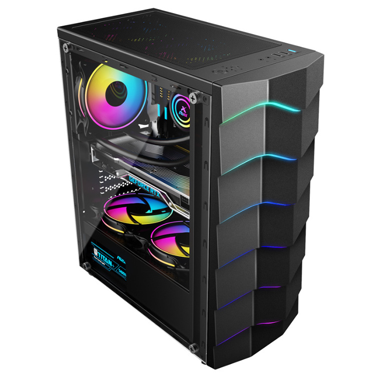 fast transmission gaming casing metal mesh front panel pc cabinet tempered glass computer case