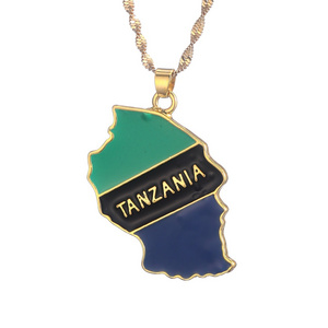 Tanzania Map Flag Charm Pendant Necklaces Tanzanian Jewelry