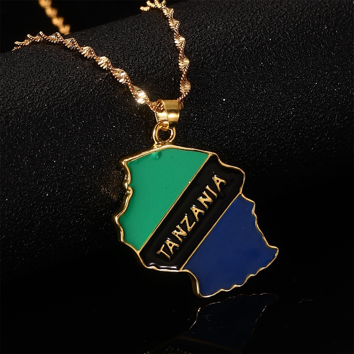 Tanzania Map Flag Charm Pendant Necklaces Tanzanian Jewelry