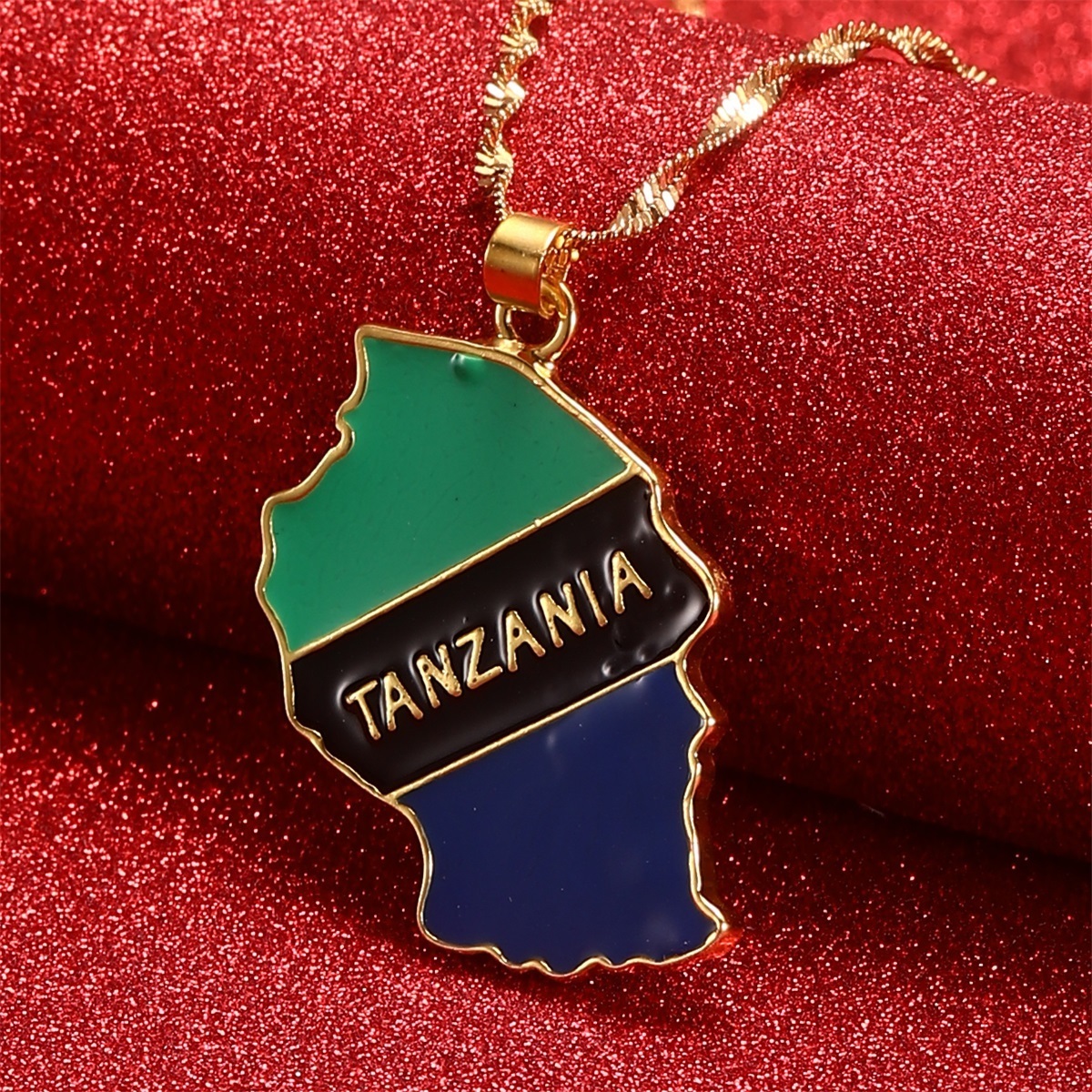 Tanzania Map Flag Charm Pendant Necklaces Tanzanian Jewelry