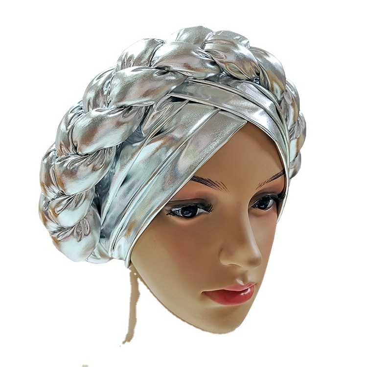 AF Hot Sale in 2021 African Women Auto Gele Headtie Solid Color Turban Headband for Party Wedding