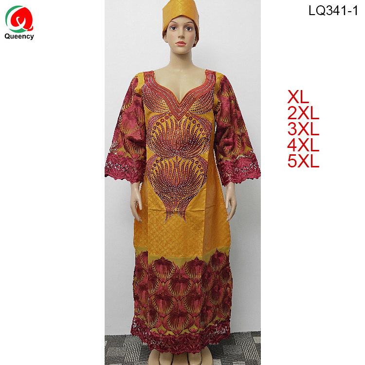 AF African bazin fabric made gold embroidery stones clothing ankara mother clothing dress