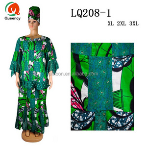 LQ208 Queency Beautiful African Fashion Design Ankara Dress for Women Wax Skirts and Blouse with Stones