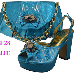 Supplier in Guangzhou shopper bag matching shoe and bag set of GF28 blue