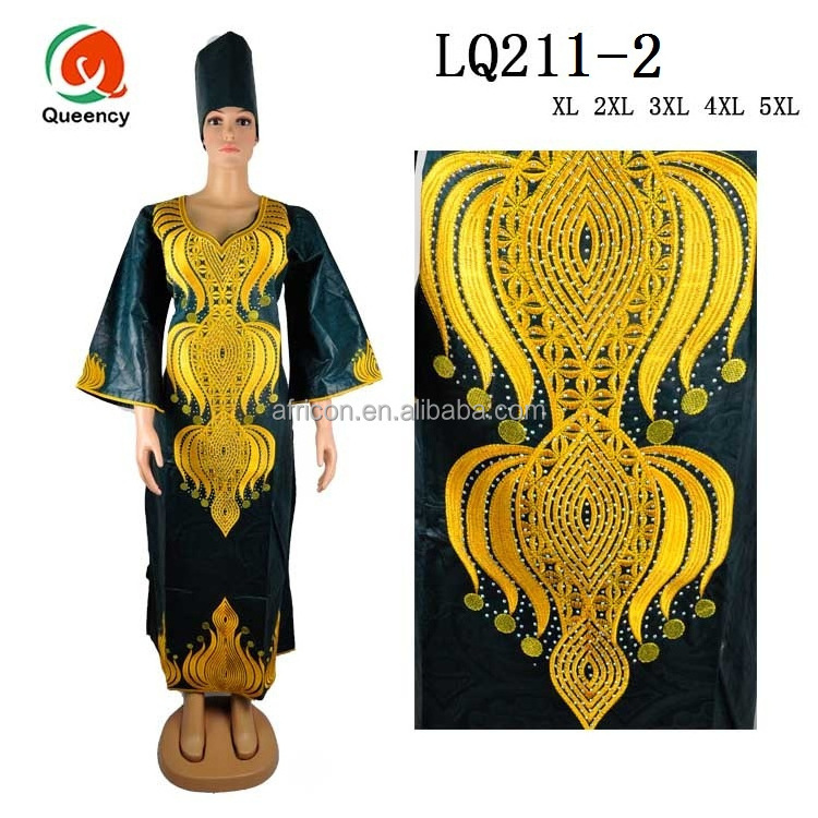 LQ211 Queency Multi Colors African Guinea Brocade Bazin Design Nigeria Wedding Evening Dress for Women Fashion