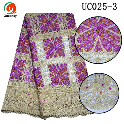 Queency African Ankara Cotton Wax Lace Fabric New Wax Cord Lace For Women Wedding Party Dress