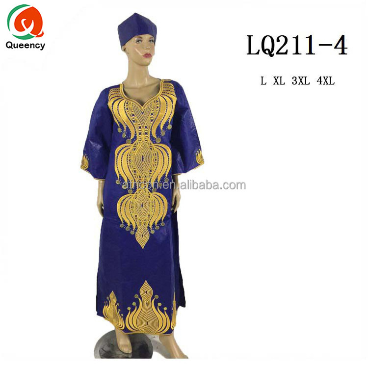 LQ211 Queency Multi Colors African Guinea Brocade Bazin Design Nigeria Wedding Evening Dress for Women Fashion