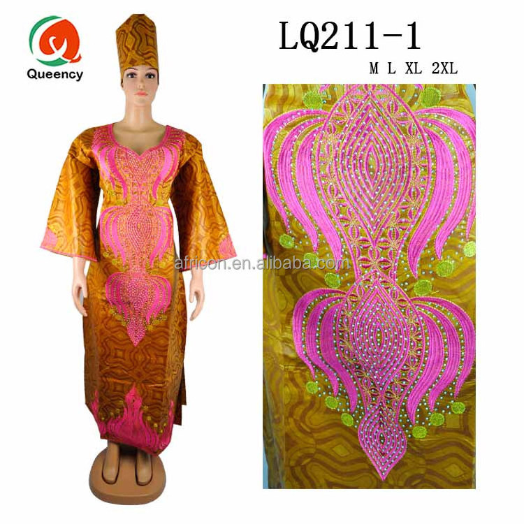 LQ211 Queency Multi Colors African Guinea Brocade Bazin Design Nigeria Wedding Evening Dress for Women Fashion