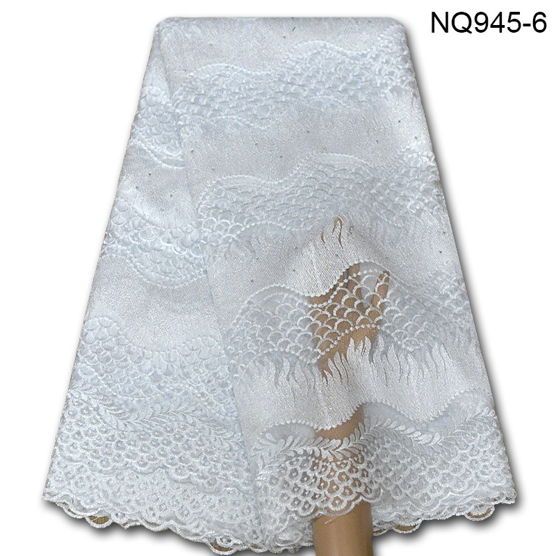 African fabric with bead and stones French Lace Fabric Embroidery Net Lace Fabrics for Bridal