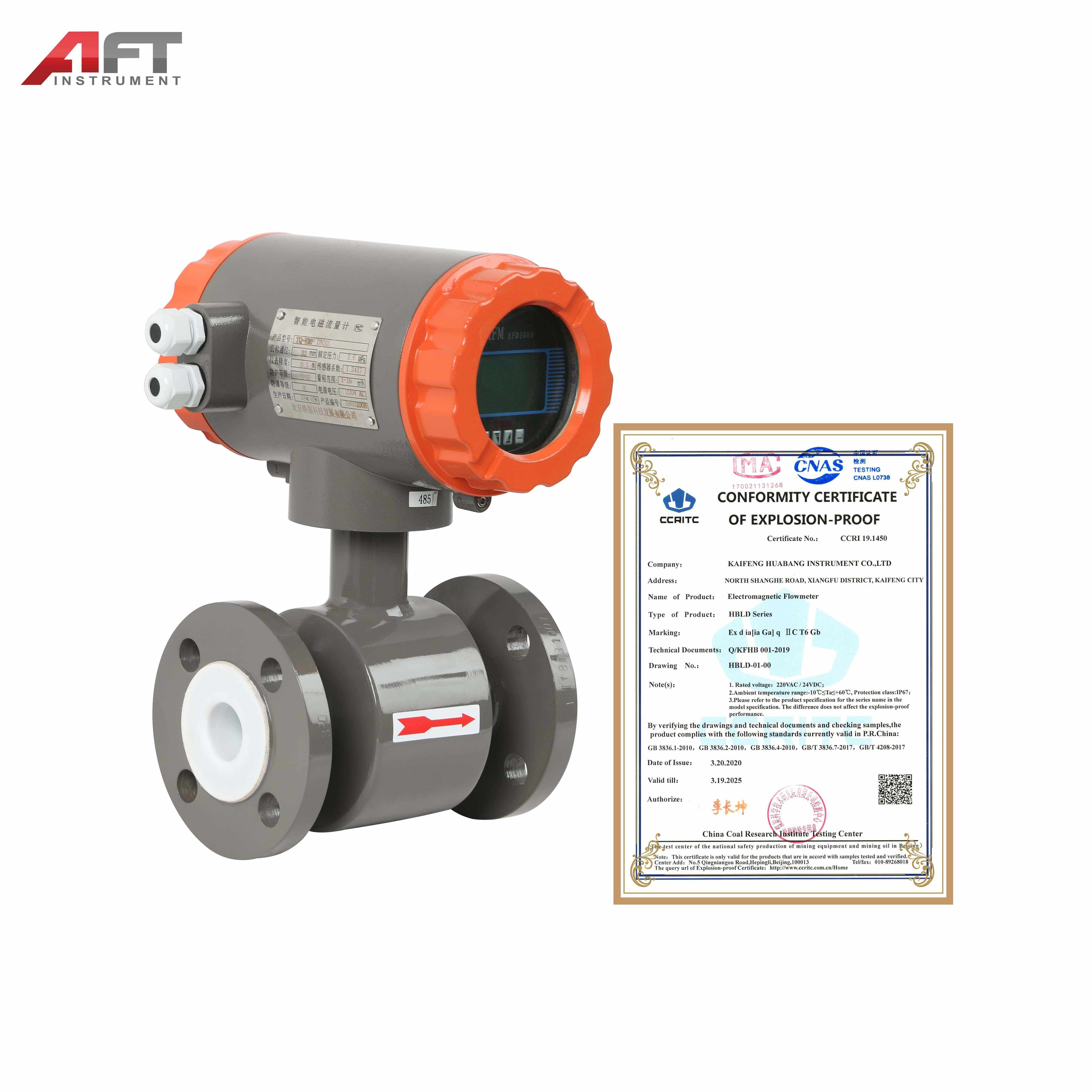 1''  flow meters conductivity fluid high celsius molten or chilled cement mud sewage sludge slurry electromagnetic flowmeters