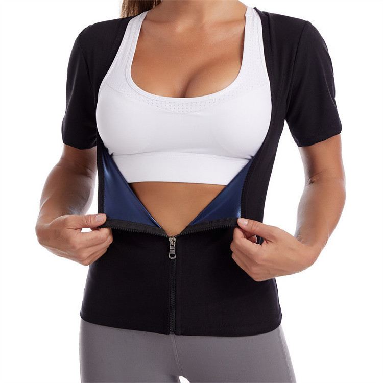 Manufacture Heat Trapping Fitness Body Shaper Zipper Women Shirt Sauna Sweat Suit Waist Trainer Vest