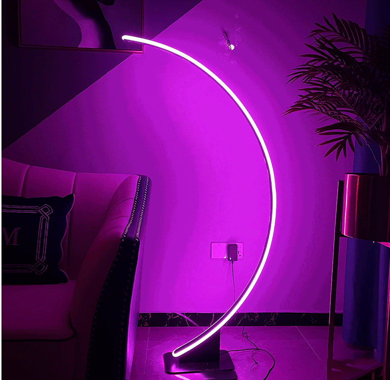 Nordic simple lines arc RGB floor lamp living room bedroom sofa floor lamp personality art LED decorative lights