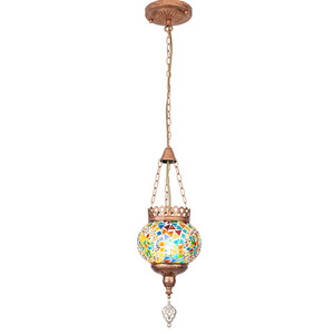 Bohemian style single head chandelier Stained glass home exotic atmosphere light restaurant chandelier