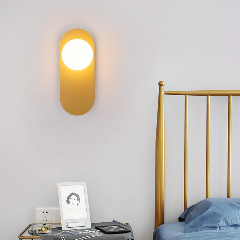 Minimalist bedside bedroom simple modern Nordic living room background designer aisle corridor wall light